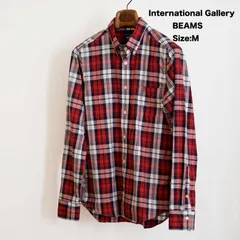 【美品】International Gallery BEAMS（インターナショナルギャラリー ビームス）チェックボタンダウンシャツ Size:M
