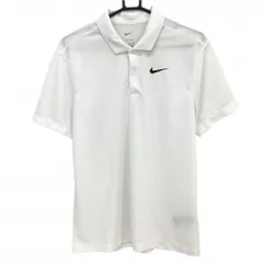 ★値下げ★【美品】ナイキ 半袖ポロシャツ 白×黒 DRI-FIT ロゴ刺しゅう メンズ M ゴルフウェア NIKE