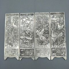 銅 細工 中国神話八仙過海 屏風 挿屏 茶台 文机 装飾品 工芸品 置物