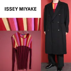 【極希少】ISSEY MIYAKE レッド系 差し色 ストライプ 立体 ニットのサムネイル