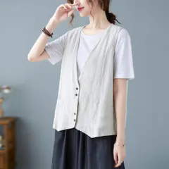 ☆ ライトグレー ☆ M ☆ ベスト ジレ トップス レディース おしゃれ vest9226 ジレ ベスト レディース 夏ベスト 薄手 前開き トップス 羽織り 羽織もの コットン ノースリーブ ゆったり ポケット付き 通勤 通学 オフィス カジュアル 春 夏