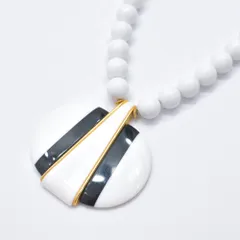 Vintage ヴィンテージ モダンレトロ デザイン ペンダント ビーズ ネックレス 首飾り アクセサリー ビンテージ ホワイト レディース