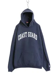 【お得なクーポン配布中!】 USA製 COAST GUARD プリント スウェット フード パーカー メンズ XL / トレーナー 裏起毛 ヘビーウェイト 大きいサイズ 軍物 ミリタリー 紺