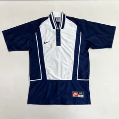 ◆ NIKE ナイキ 半袖Ｔシャツ 90s ヴィンテージ 銀タグ 白タグ 半袖 スナップ ゲームシャツ 古着 ネイビー XSサイズ メンズ 0.30kg