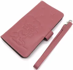 【中古】携帯ジャケット・カバー ピンク 本革手帳型スマホケース スライド式マルチタイプ 「PEANUTS(SNOOPY)」