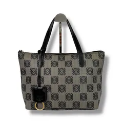 ロエベ　LOEWE　ミニトートバッグ リピートアナグラムロゴ　ネイビー　紺色　PVCレザー　チャーム付き　肩掛け　ショルダーバッグ