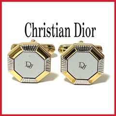 美品  Christian Dior  クリスチャンディオール  カフスボタン  カフリンクス  ホワイト×ゴールド×シルバー  ハイブランド