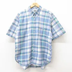 XL/古着 ドッカーズ 半袖 シャツ メンズ 90s ワンポイントロゴ コットン ボタンダウン 薄紫 パープル チェック 25jun10 中古 トップス