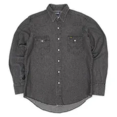 ラングラー Wrangler 90s 90年代 先染めブラックデニム ウエスタンシャツ MADE IN USA アメリカ製 ヴィンテージ 古着 メンズ シャツ 黒 16 L相当【中古】