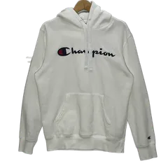 Champion チャンピオン スウェット トレーナー パーカー フーディー リブ フロント刺繍 ワンポイントロゴ カンボジア製 Mサイズ ホワイト