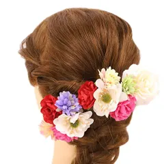 髪飾り 成人式 赤 振袖 前撮り 袴 花 浴衣 夏祭り 花火大会 豪華3点セット 白 ピンク 黄緑 紫 薄紫 おしゃれ かわいい かんざ No.9-4398