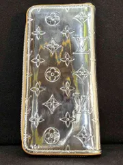 s25t-0578y【中古】LOUIS VUITTON Louis Vuitton MIRROR ZIPPY WALLET VERTICAL　ルイヴィトン　モノグラム　ミラージッピーウォレット　ヴェルティカル　シルバー　ラウンドファスナー　M80808
