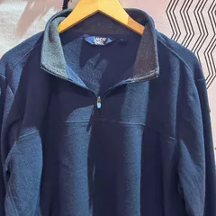 古着　フリース　ハーフジップ　ネイビー　メンズ　USA