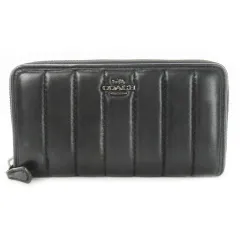 コーチ COACH 長財布 ロングウォレット 小銭入れあり レザー 革 キルティング ロゴ 黒 ブラック 5321 /CK24 ■GY11