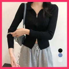 【スタッフおすすめ！】 リブニットトップスレディースジップアップ カジュアル大人女性/羽織ニットソー韓国/ニットカーディガン ニットセーター 前開き フィット感 き おすすめ おしゃれ　かわいい　人気 86XANYT-063