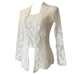Kebaya クバヤ ホワイト フラワーレース トップス インドネシア 民族衣装