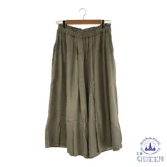 ☆美品☆ earth music&ecology アースミュージックアンドエコロジー パンツ フレア ゆったり カジュアル レディース カーキ F 麻 901-3191 送料無料