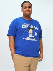 半袖 Tシャツ NEW ERA ニューエラ 大きいサイズ メンズ 大谷翔平 ロサンゼルス ドジャース ピッチング クルーネック トップス MLB メジャーリーグベースボール ブルー