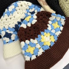 【フラワーニットバケットハット 】送料無料 韓国 帽子 クロシェ 紫外線 バケットハット ペーパーバケットハット 韓国ファッション レディース 麦わら 帽子 春夏 通気性 涼しい
