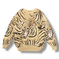 参考上代36300円 WACKO MARIA 22SS TIM LEHI KNIT JACQUARD SWEATER ティムリーハイ ニットジャガードセーター ワコマリア コラボ ベージュ系 M 99925A7