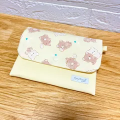 ファスナーポケット付き　マルチケース　お薬手帳入れ　通院セット　くま