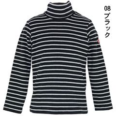 【綿95％／ブラック】ボーダー フライス タートル ネック ストレッチ V.O.A 110-160cm【送料無料】