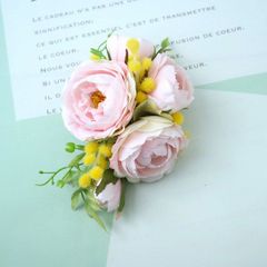 優雅に香る春　オールドローズとミモザのキャスケード　コサージュ　入学式　卒業式　326