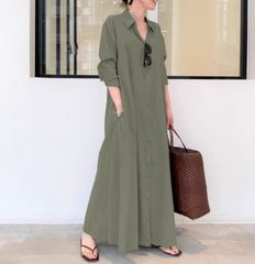 ♡美品♡ かぐれ ワンピース 2023 近年 シャツ リネン 麻 バンドカラー 
