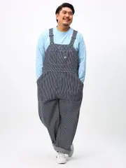 オーバーオール 大きいサイズ メンズ ヒッコリー ストライプ デニム つなぎ オールインワン ストライプ 2L-5L Lee リー ストライプ