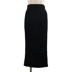 ローリーズファーム LOWRYS FARM スカート タイト ロング ニット リブ ウエストゴム イージー 無地 M 黒 ブラック