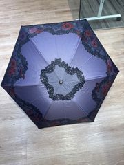 折りたたみ傘　line drops 雨　晴雨兼用　日傘　雨傘 紫