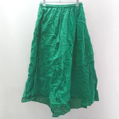 ◇ Θ GLOBAL WORK フリンジ装飾 ロング丈 フレア スカート サイズF グリーン レディース E  【1409100067644】