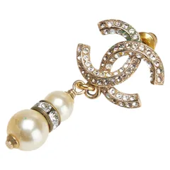 シャネル ココマーク ラインストーン ピアス 片耳のみ ゴールド メッキ フェイクパール レディース CHANEL【1-0224573】