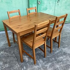 【IKEA/イケア】ダイニングセット　ダイニングテーブル　チェア　椅子　机　テーブル　木製　ウッド　カントリー　4人掛け【引き取り価格❗️】【発送の場合はご相談ください】