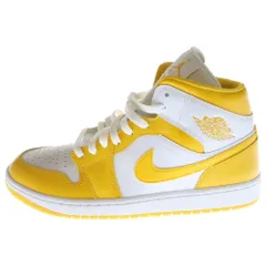 NIKE (ナイキ) WMNS AIR JORDAN 1 MID LEMON ウィメンズ エアジョーダン1 レモン ミッドカットスニーカー ホワイト/イエロー レディース US11.5/28.5cm BQ6472-117