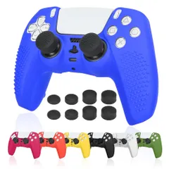 【在庫処分】Ltenic ps5 コントローラー カバー シリコン素材 ps5 カバー コントローラー 滑り止め 簡単装着 超軽量 耐衝撃 傷つけ防止 保護ケース-ブルー(スティックキャップ 8個付)