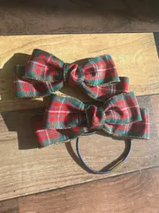 チェックリボン ヘアゴム5