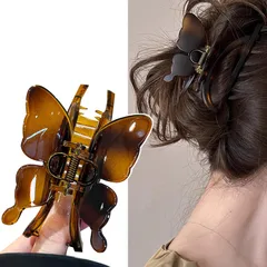 【在庫処分】結婚式 誕生日 着物 浴衣 11cm clip hair パーティー 大人向け ヘアアクセサリー 韓国風 髪飾り クリップ 蝶 贈り物 蝶 髪留め 強力 毛量多い 可愛い 大人 (ライトべっ甲) おしゃれ しっかりとまる バンスクリップ 大きめ ヘ