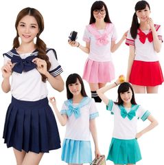 LANDL セーラー服 女子高生 制服 リボン スカート チェック 3点セット