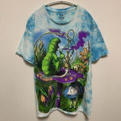 不思議の国のアリス リキッドブルー LIQUID BLUE  タイダイ キャラクター 童話 Tシャツ バンT Mサイズ