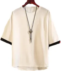 Ys factory ワイズファクトリー 半袖 Tシャツ メンズ 無地 五分袖 七分袖 大きいサイズ ラージ ゆったり ファッション シンプル( ホワイト,  3XL)