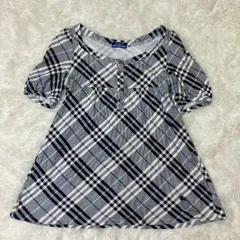 バーバリーブルーレーベル チュニック 半そで ノバチェック ホースロゴ 青 紺 Mサイズ相当 ★お値段交渉を受け付けます。