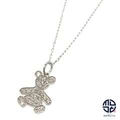K18WG 18金ホワイトゴールド ダイヤ0.221ct くま クマモチーフ レディース ネックレス ジュエリー アクセサリー