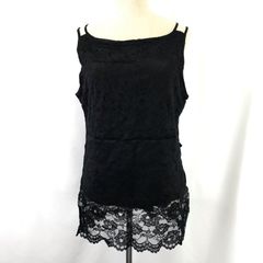 90s/Vintage/イタリア製★Christin Cristina【クリスティーナ】 キャミソール【レディース42/黒/レース柄/black】ノースリーブ/インナー/Tops◆BJ010-a