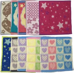 pkpohs ミニタオル タオルハンカチ 10枚セット お手拭き 色柄お任せ 通学 通勤(20x20)