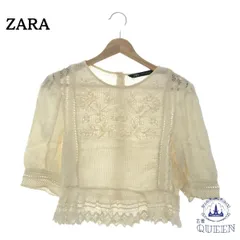 ☆美品☆ ZARA ザラ トップス ブラウス ヴィンテージ 羽織り レース オシャレ レディース クリーム 901-2667 送料無料 古着