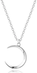 ROSELLA ネックレス レディース 月 三日月 moon モチーフ フォルテ シンプルチェーン アジャスターチェーン付き ワンポイント(シルバー,  中)