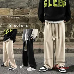 ワイドパンツ メンズ バギーパンツ 無地 ズボン ワイドルック ウエストゴム オシャレカジュアルボ長ズボン カッコイイ チノパン ゆったり 。  vii2z308507