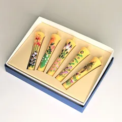 花畑ろうそく 8cm 5本入り ／ 米ぬか 野の花 手描き 越後 新潟県 蝋燭 和柄 絵ろうそく 小池ろうそく店【メール便】