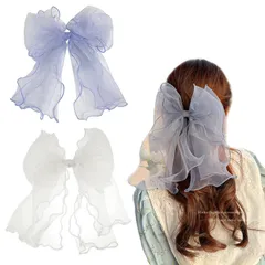 【特価商品】(2個セット) バレッタ ヘアピン 韓国風 人気 髪飾り おしゃれ ヘアアクセサリー レディース 女の子 リボン 子供 クリップ 母の日 ヘアクリップ 誕生日 発表会 花火大会 成人式 ZHEJIA 入学式 髪留め ブルー、ホワイト